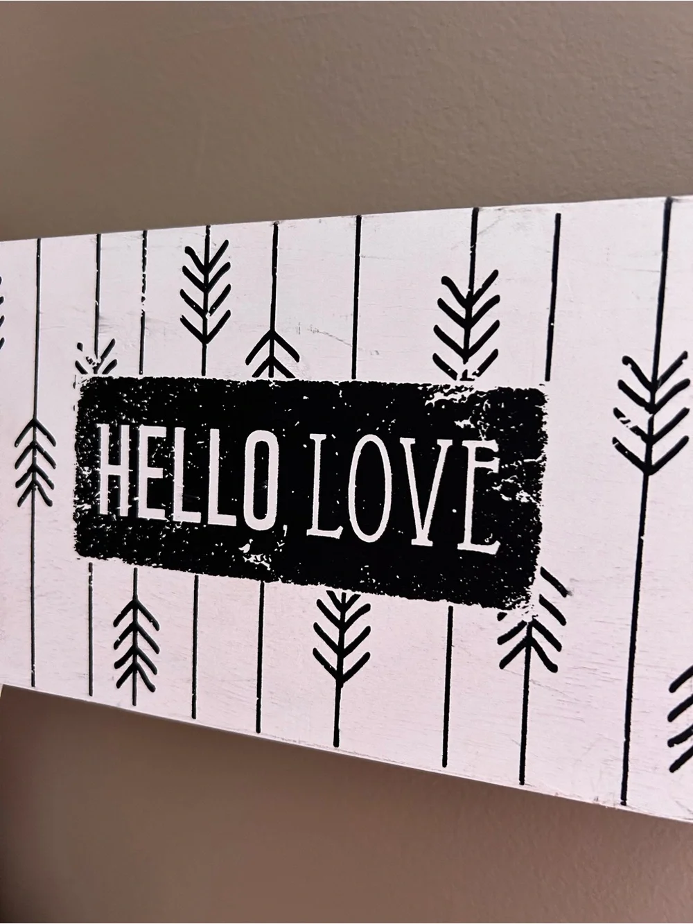 Hello Love Black and White Wall Sign- wall decor- 10inW & 6inH